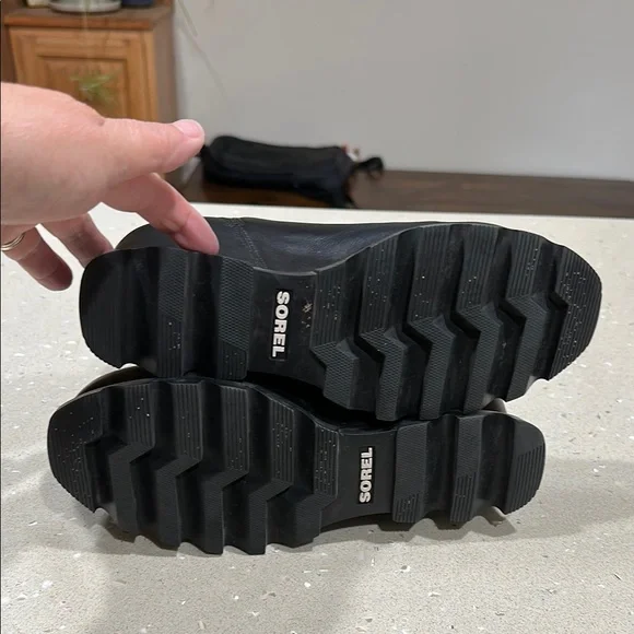 Sorel Black Ankle Booties with Modern Wedge - Picture 7 of 11